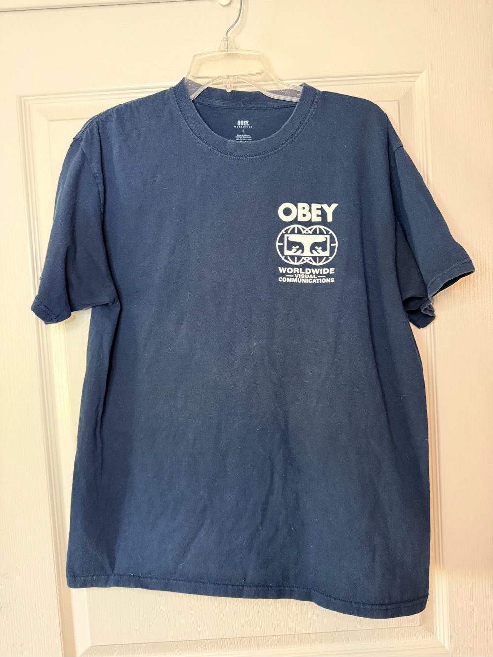 Obey Navy Short-Sleeve Graphic Logo Tee